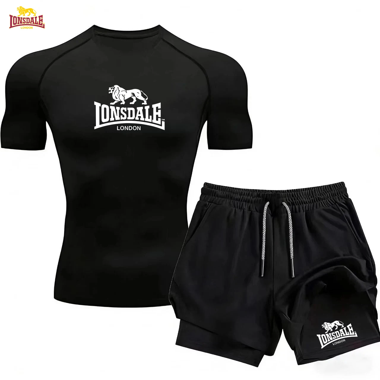 

LONSDALE - Men's cotton sportswear, quick-drying sportswear sets, summer short-sleeved t-shirts, + two-in-one morning jogging do