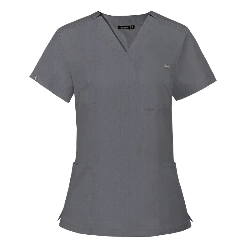 Free Custom Logo Surgical Clothes Wholesale V-neck Short Sleeve Hospital Nurse Clothes Suit Women's Operating Room Wash Clothe
