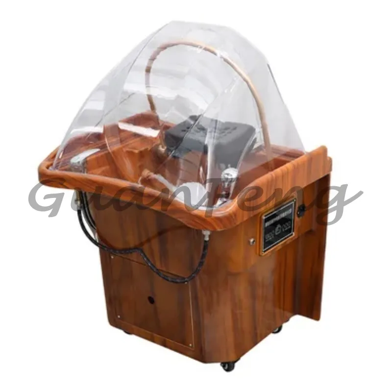 Barber shop special beauty salon basin movable with water circulation fumigation shampoo bed