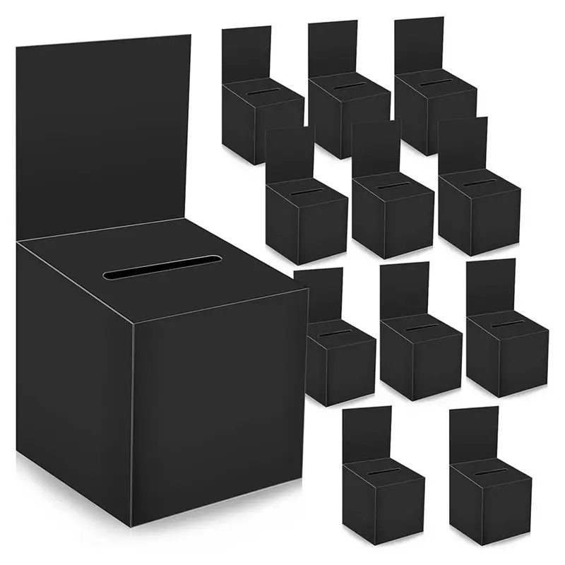 N10R-12-Pack Raffle Box Donation Box For Fundraising, Ballot Box Cardboard Box With Ticket Slot And Removable Title Box