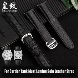 For Cartier Tank Must London Solo Cow Leather Watch Strap Quick Release Cowhide Band Folding Buckle 16 17 19 20 22 23mm Bracelet
