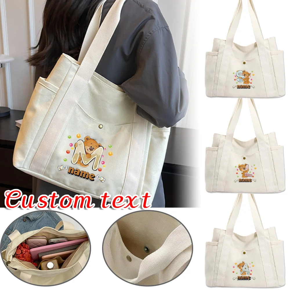 

Personalized Customization Name Women's Shoulder Bag Handbag, Large Capacity Shopping Bag Commuting Storage Bag