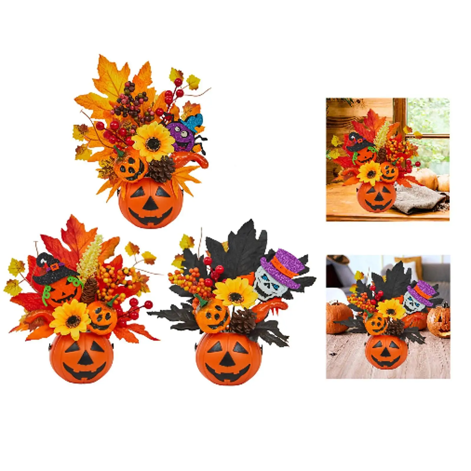 اليقطين الاصطناعي، أوراق القيقب، زهور البخاخ، الخضار، رغوة الخريف، اليقطين، ديكور الهالوين للداخلية، الشرفة، الخريف، المنزل