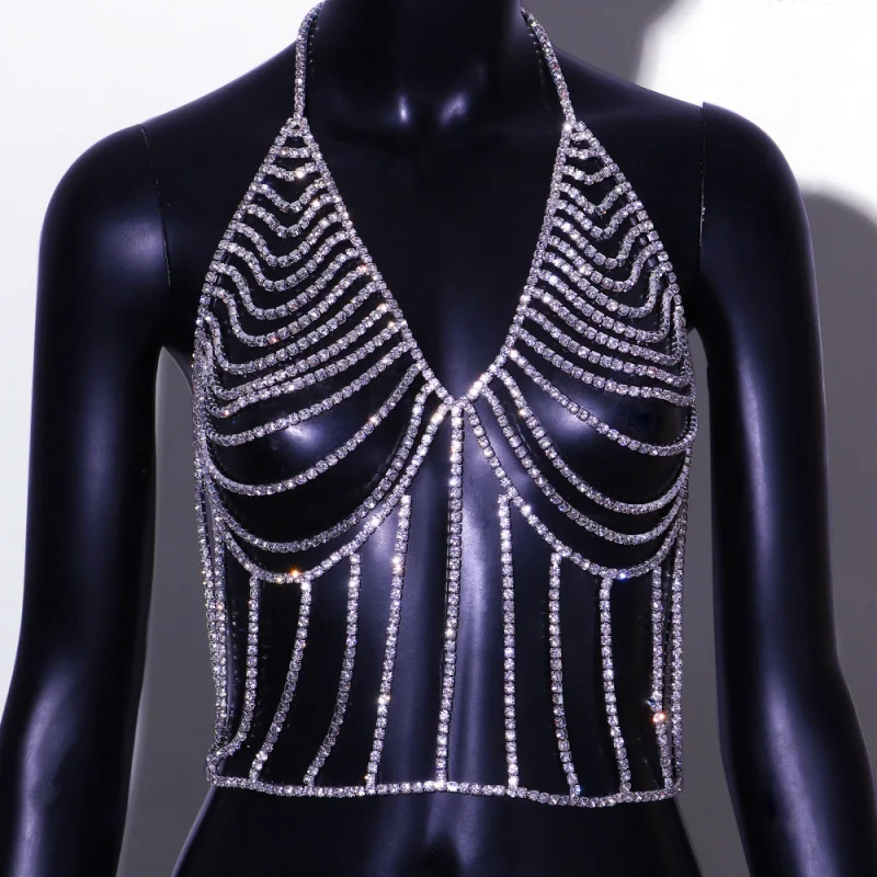

Body Chain Cross-border hot New Rhinestone multilayer Bra and Panties Luxurious Sexy Party Dance Underwear Body ornaments