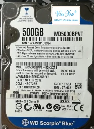 For 2.5 WD5000BPVT Blue 500GB SATA 5400RPM 8MB SATA 2.5