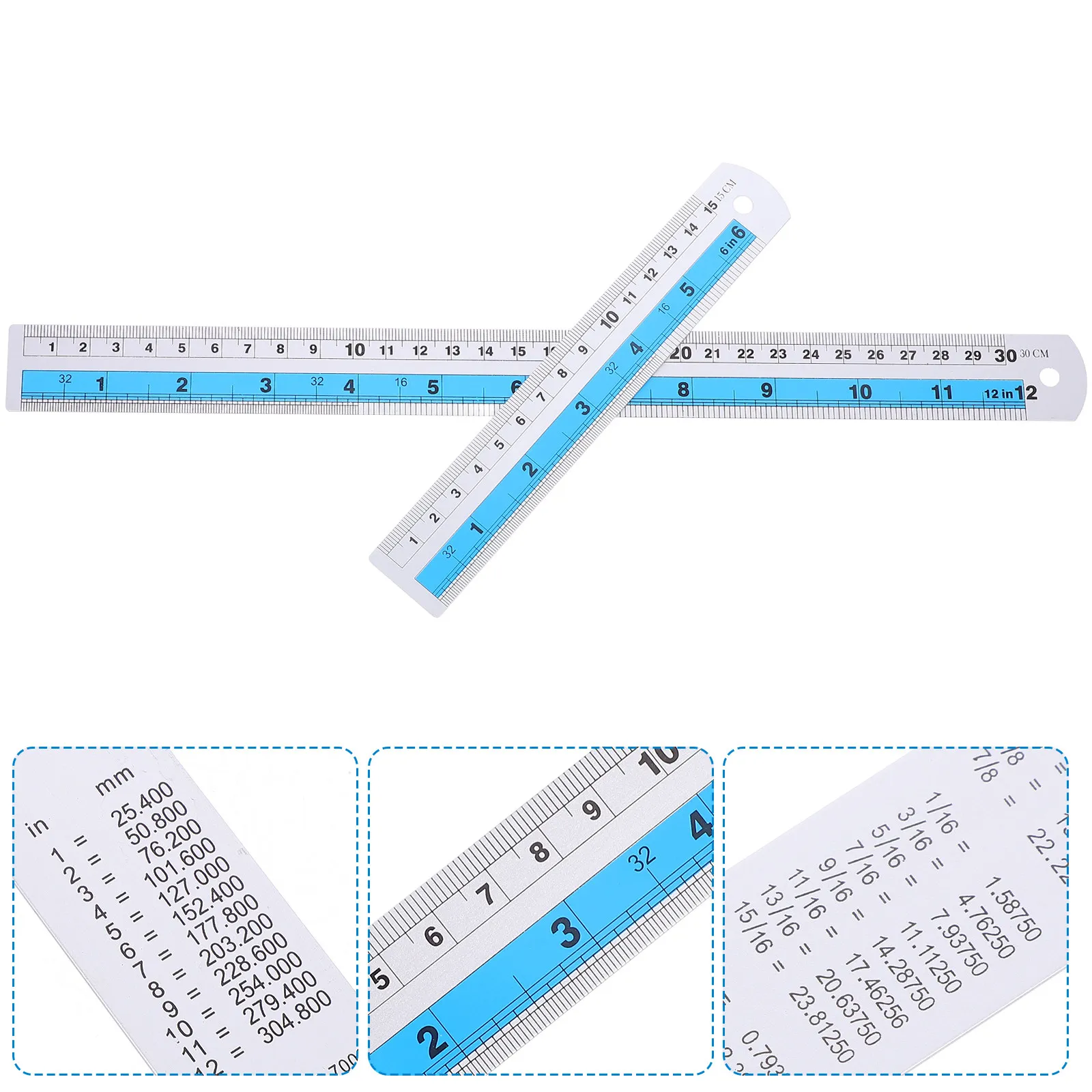2Pcs Aluminum Alloy Rulers Metal Craft Measuring Tools Metric Scale for Drawing Engineering Architecture