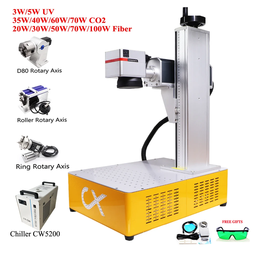 3W 5W UV Laser Engraving Machine Desktop 35W 40W 60W 70W CO2 Laser Marking Machine With Rotary Axis Support Lightburn / EZCAD2