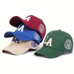 Unisex LA Letter Embroidery Snapback Baseball Caps Spring and Autumn Outdoor Adjustable Casual Hats Sunscreen Hat