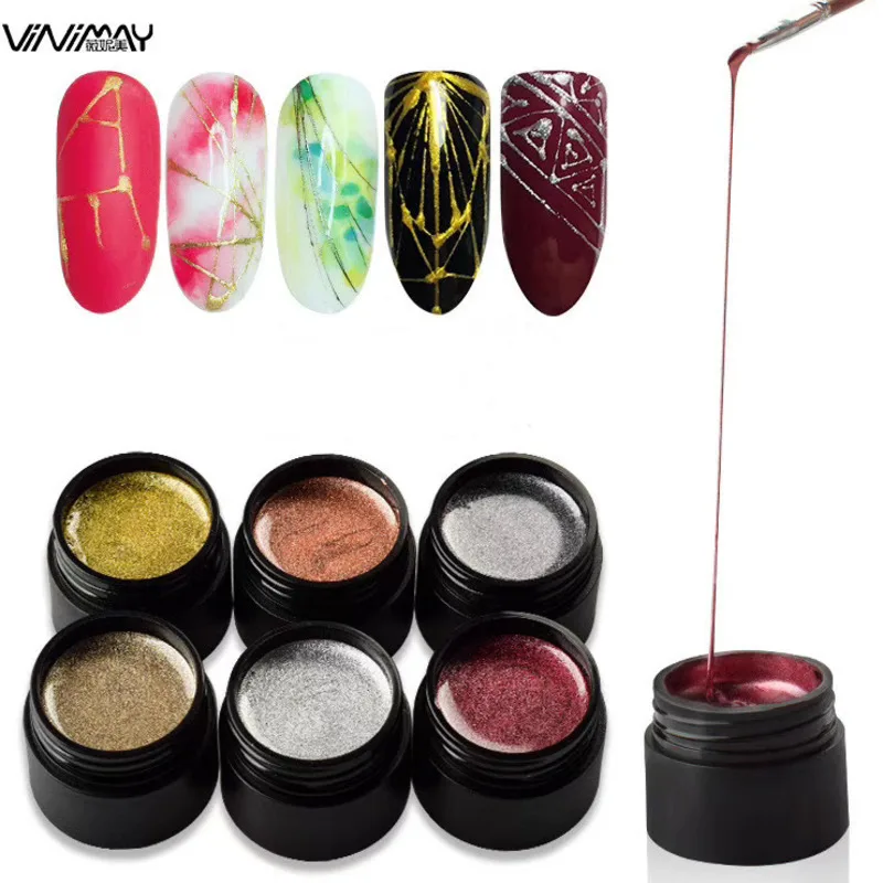 VINIMAY 6pcs/set Painting Gel Nail Polish Glue Manicure Silk Elastic Spider DIY UV Gel Nail Creative Phototherapy Silk Drawing