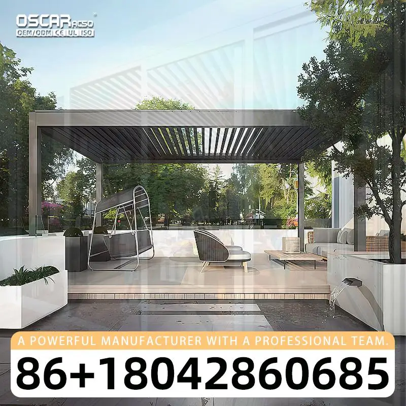 Motorized System Garden Louvre Aluminum Profiles Aluminium Pergolas Outdoor Elegance for China Gardens Outdoor Spaces pergola
