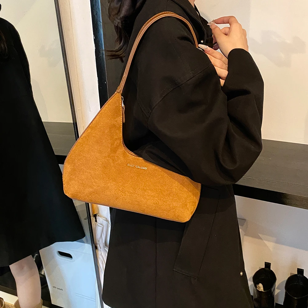 Borsa a tracolla da donna in pelle scamosciata con chiusura a cerniera Borsa sotto le ascelle Mini borsette alla moda Borsa piccola per viaggi di lavoro