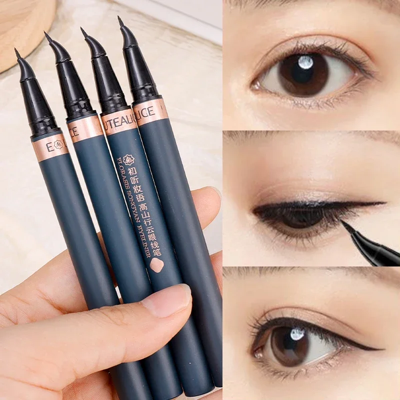 Bend Headed Eyeliner Liquid Pen Ultra Thin Waterproof Eyeliner Long-lasting Outline Shadow Lying Silkworm Smooth Eyeliner Makeup