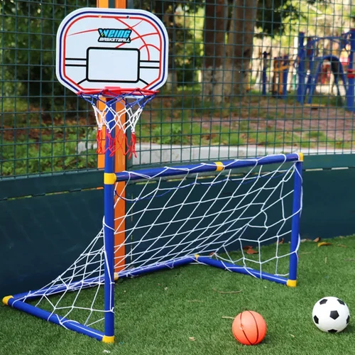 Portería de fútbol desmontable para niños pequeños, juego de poste de puerta de fútbol, juegos divertidos, juguetes con soporte de baloncesto, portería de fútbol