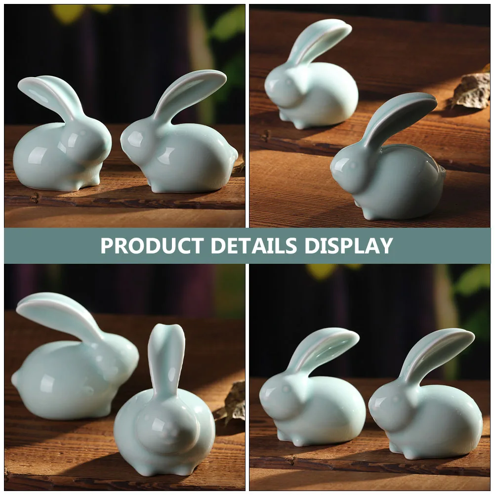 

Rabbit Decorative naments Ceramic Craft Home Desktop Decor Chic Bunny Figurine Statuette Unique Design Fine Workmanship