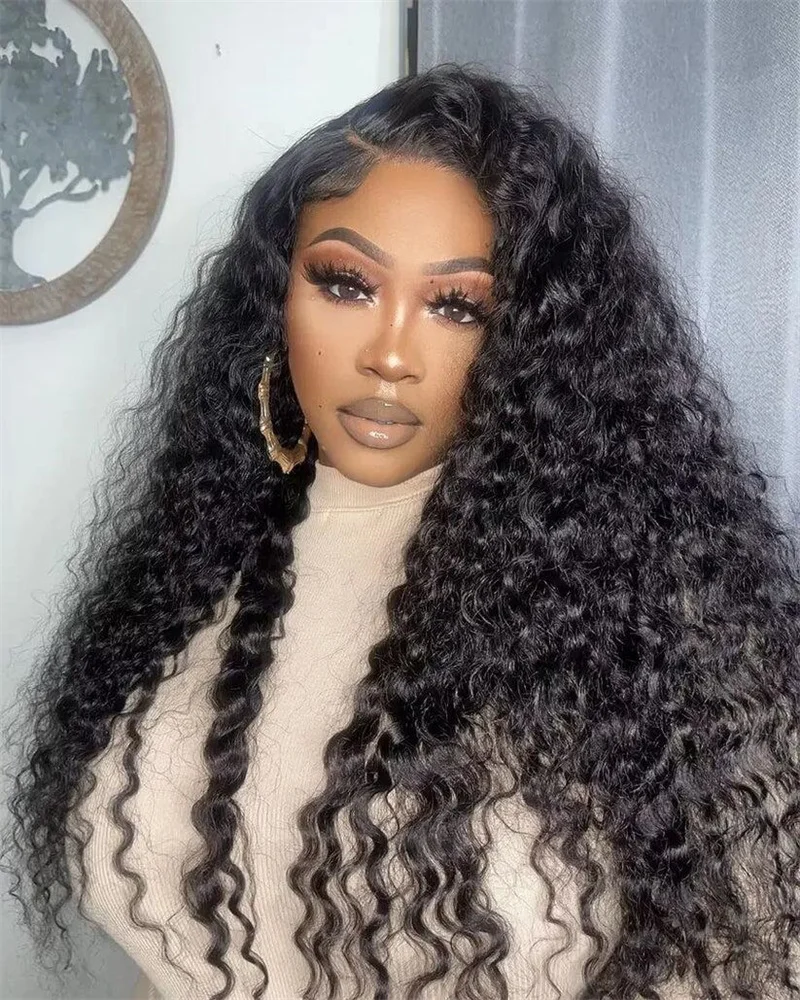 

26Inch Soft Long Glueless Natural Black Kinky Curly Lace Front Wig For Women With Baby Hair Synthetic Preplucked Daily Fashion