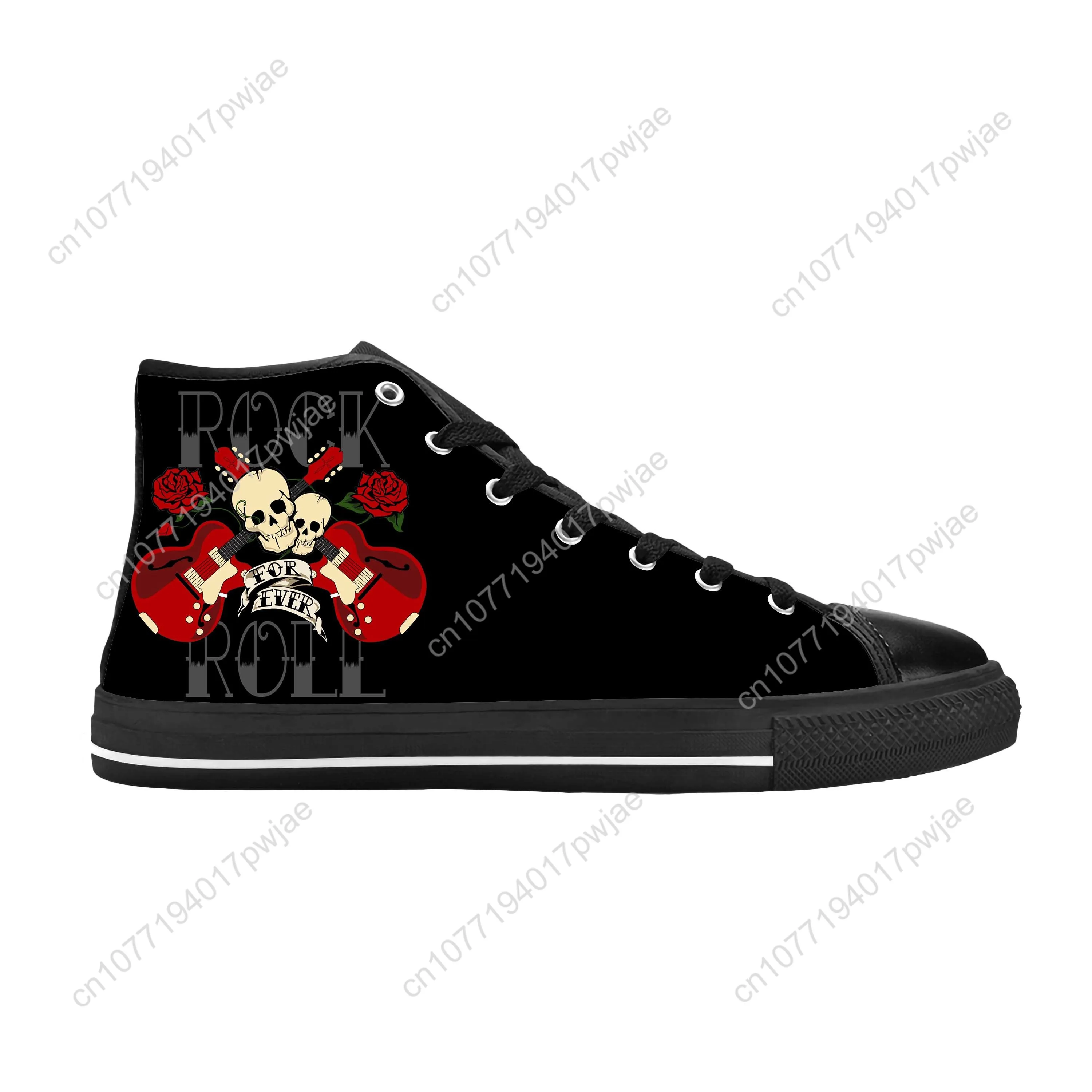 Sapatos Rock N and Roll Rock Band para homens e mulheres, cantor de música, roupa casual para guitarra, top alto, tênis confortáveis e respiráveis, impressão 3D, quente