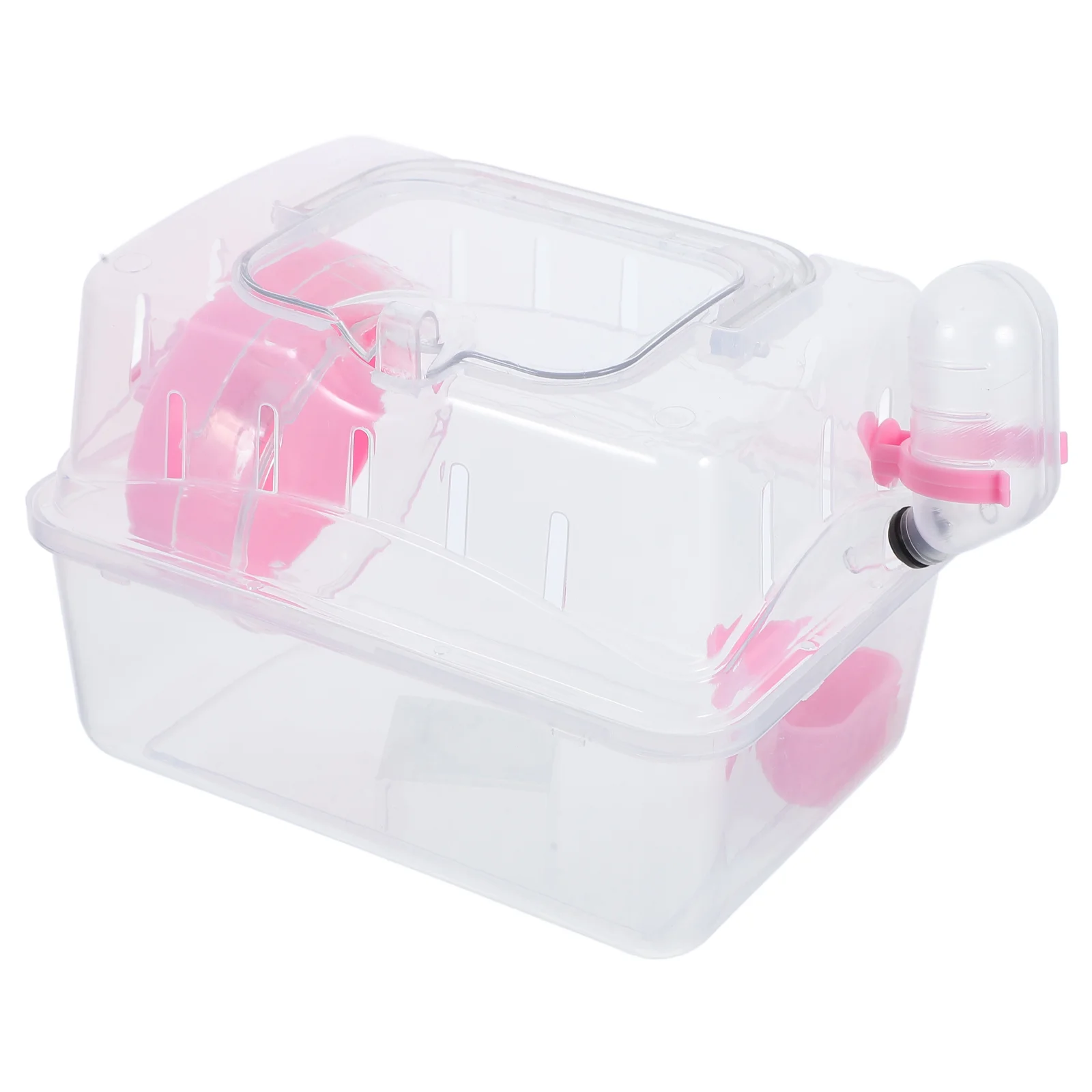 

Portable Transparent Plastic Hamster Cage Feeding Accessories Safe Carry Case for Travel Hiking Shopping Small Pet Container