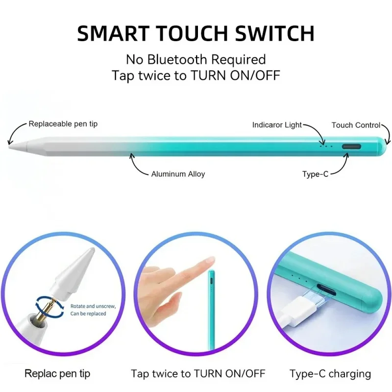 For Apple Pencil Pro 2 1 USB-C Palm Rejection IPad Accessories for IPad A16 10th Pro 11 12.9 Air Mini Stylus Pen Touch Pen
