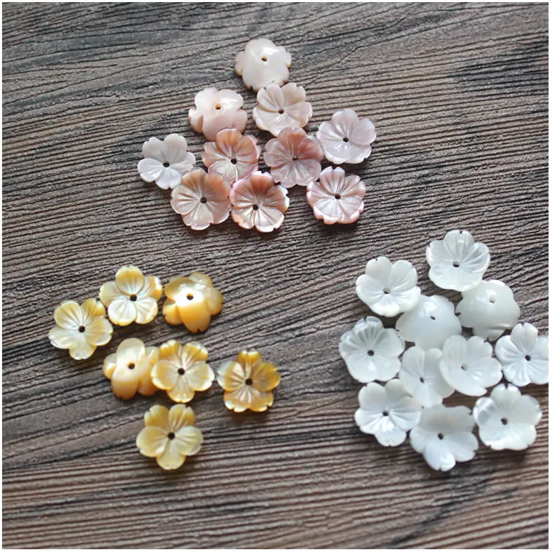 

wholesale 10Pcs/lot 8-10MM White Natural Mother Pearl Flower Seashell Stone Shell Beads For Women Diy Jewelry Accessories Making