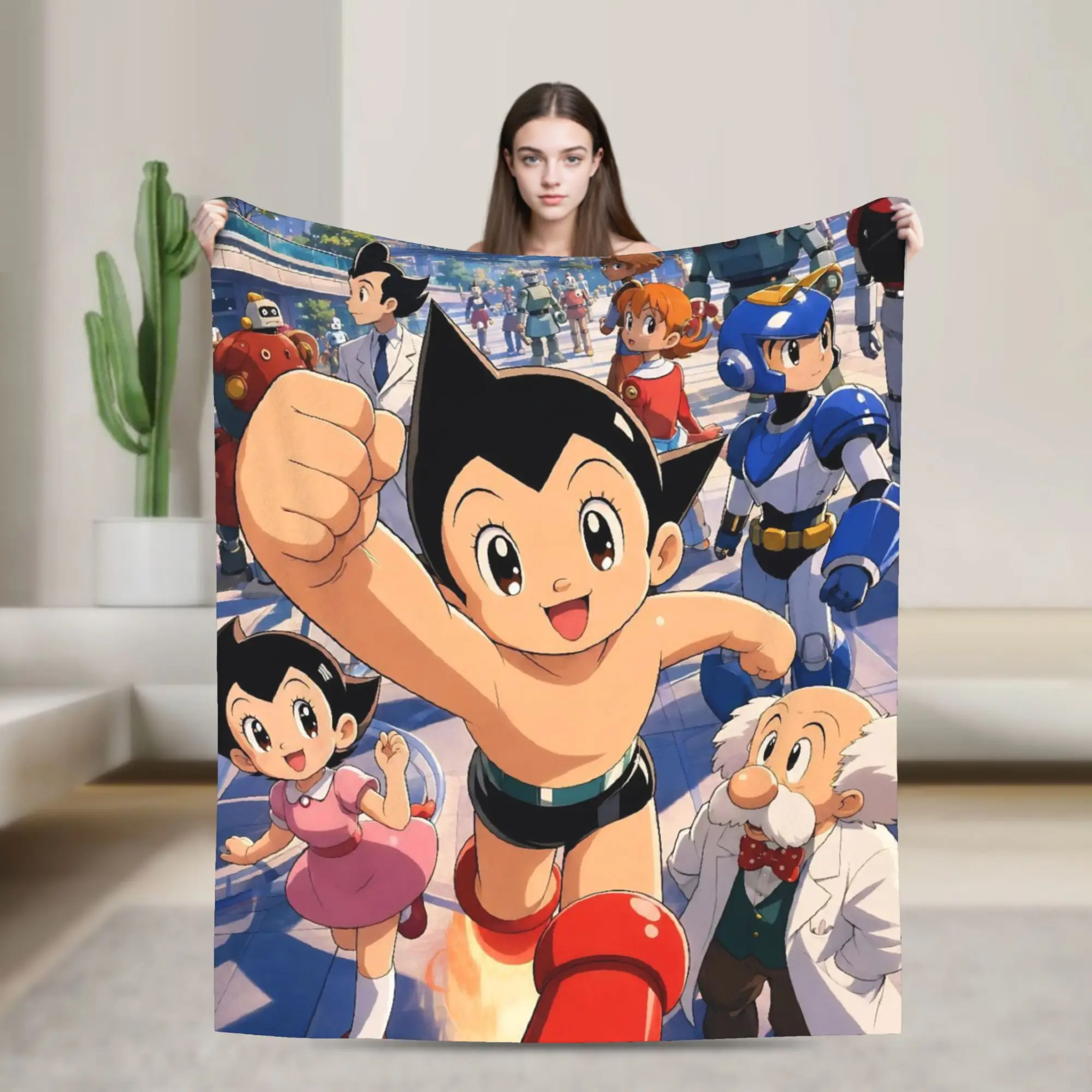 Astroboy Astro Boy Anime Blankets Flannel Decoration  Portable Soft Throw Blanket for Bed Travel Bedspreads