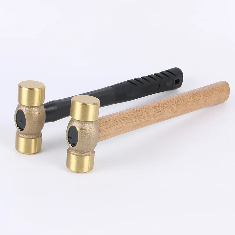 Household solid wood handle waist drum brass hammer