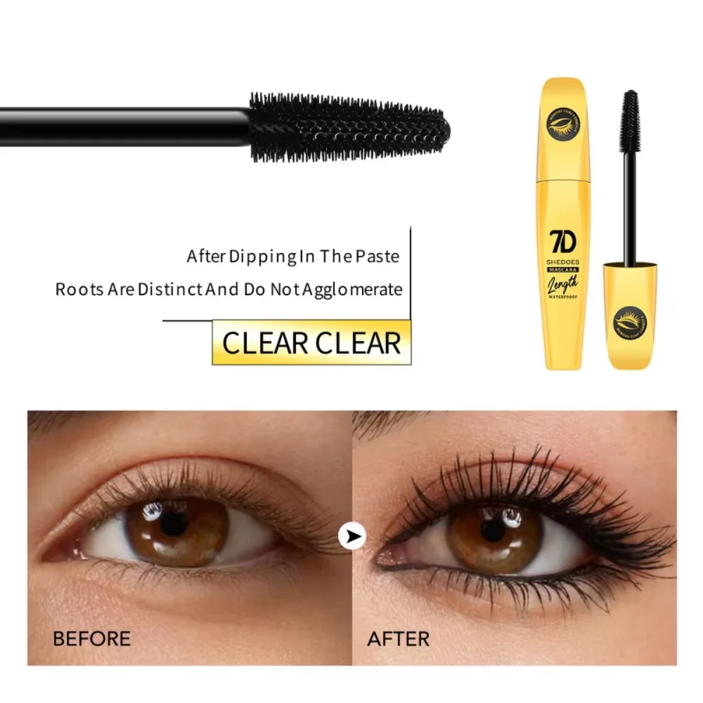 7D-Faser-Mascara-Set, wasserfest, langlebig, Curling-Mascara, schweißfest, wischfest, schlankmachende Basis-Mascara für alle Hauttypen
