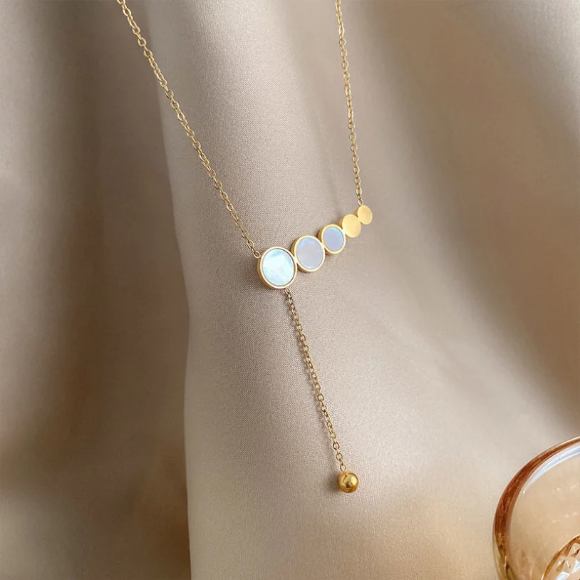 316L Stainless Steel New Fashion Fine Jewelry Vintage Gradient Size Round Tassel Charm Chain Choker Necklaces Pendants For Women