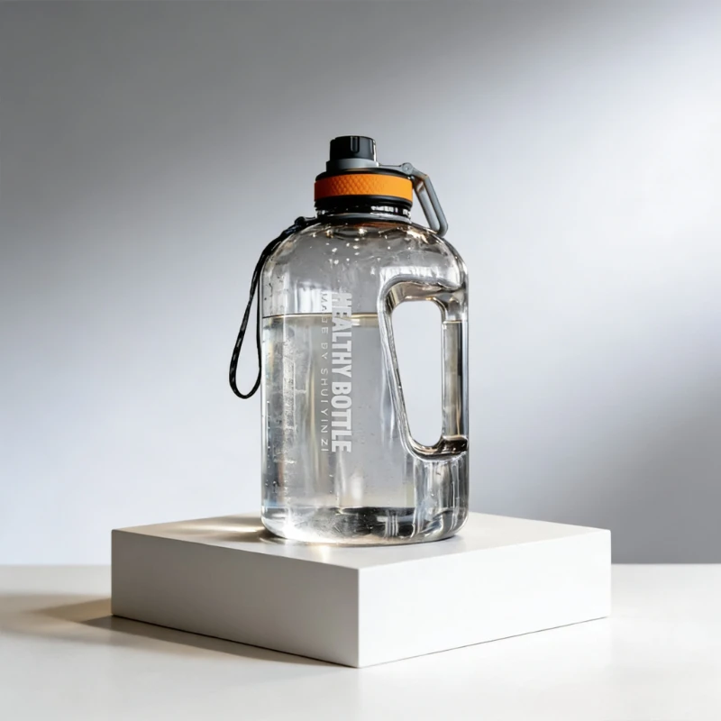 

2.2L Large Capacity Gradient Sports Water Bottle Portable Outdoor Fitness Kettle with Straw Big Ton Ton Barrel Plastic Cup for E