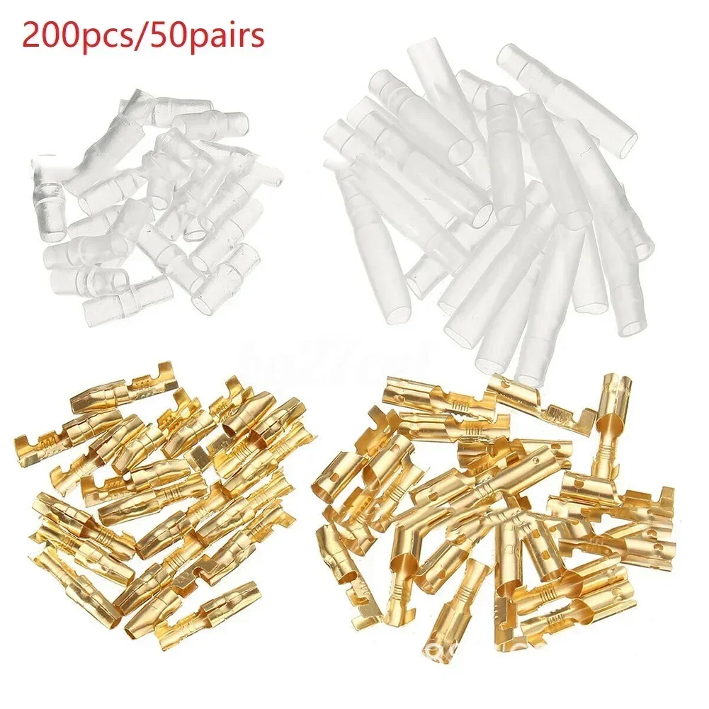 200Pcs Male Female Connector 3.9-4.0mm Terminals Socket Insulator Sleeve For Cable Wire Garages Auto Electrician Tools