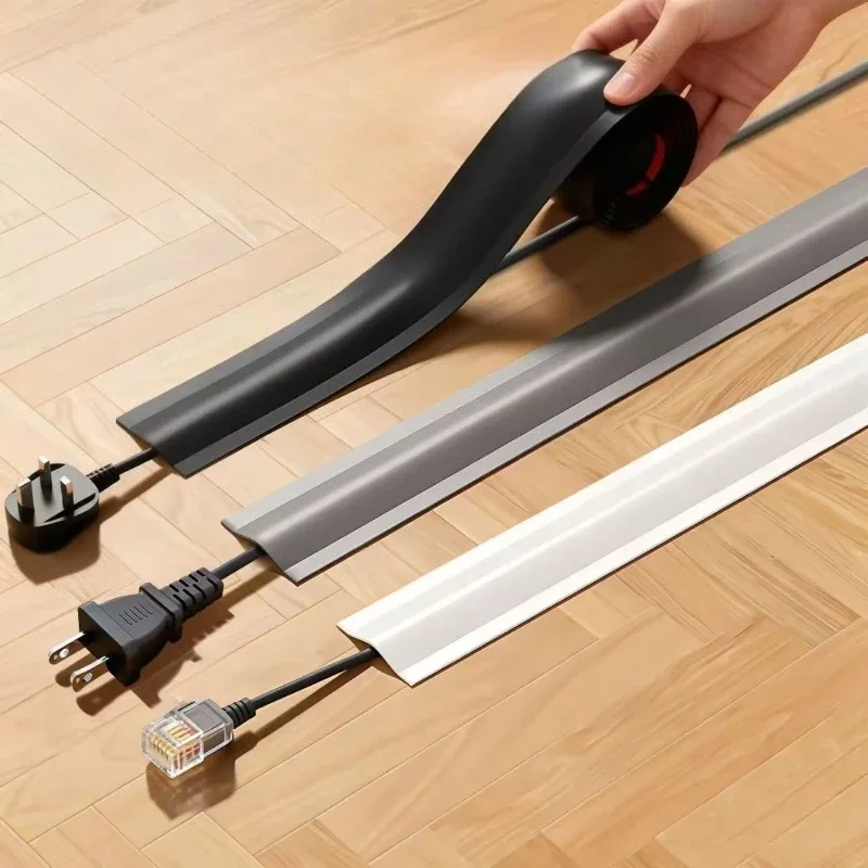 1pc 1/3m x5.5cm Self-Adhesive Flat Cable Tray, Durable Wire Cord Organizer Strip, Multi-scene Network Cable Management Holder