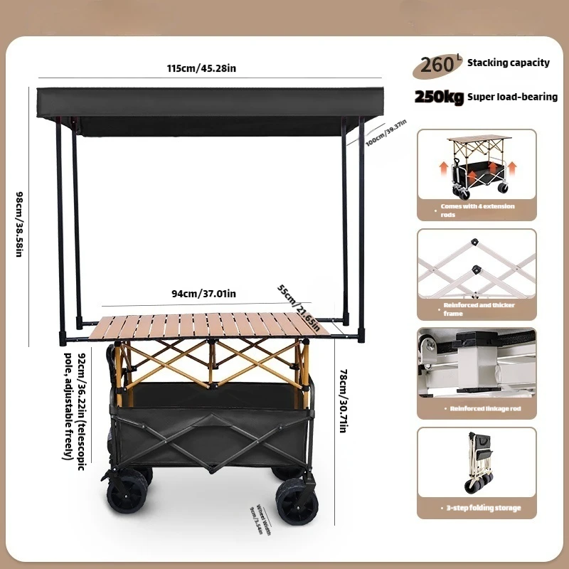 Beijicat Sturdy Collapsible Four-Wheel Trolley Cart for Heavy Duty Shopping & Beach Use OEM