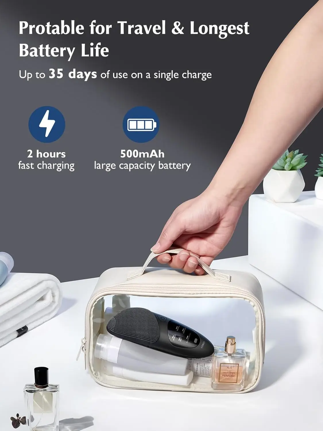 Face Scrubber Facial Cleansing Brush for Men Women Cleaning, Silicone Portable Waterproof Rechargeable, Exfoliating, Massaging