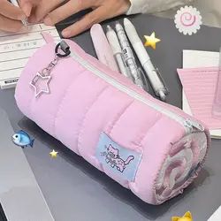 INS borsa portapenne rosa di grande capacità astuccio creativo Soft Touch Organizer per cancelleria regalo creativo per studenti