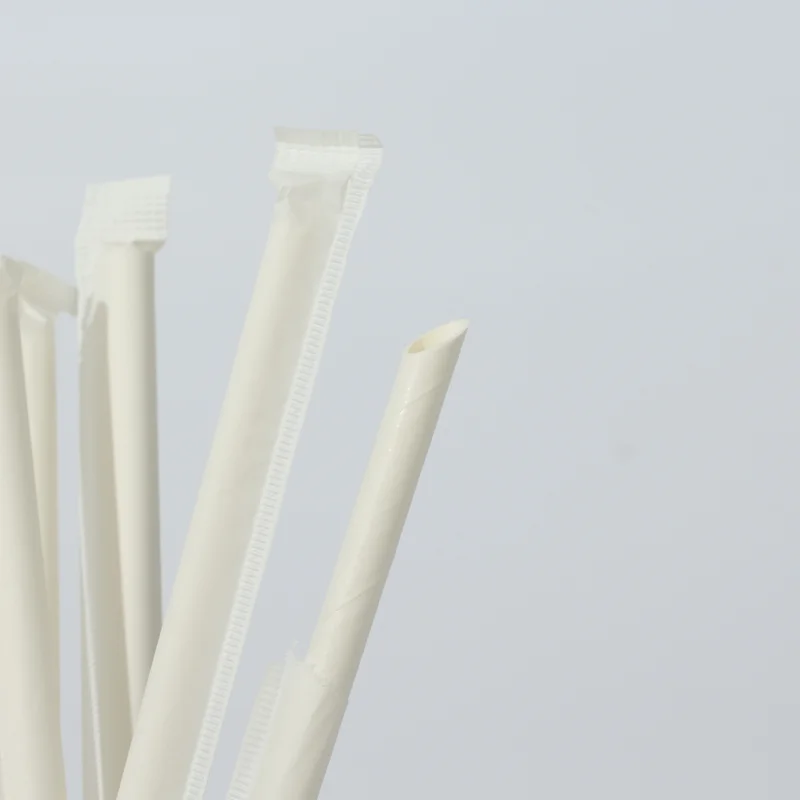 

White 6*190MM Individually Wrapped Blowholes Milkshake Size Eco-Friendly, Long-Lasting Paper Straws--100 Pcs