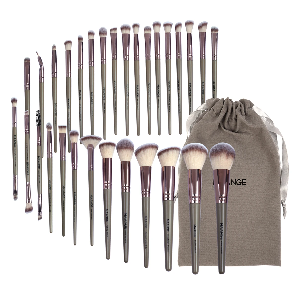 Professionelles Make-up-Pinsel-Set, 30-teilig, Foundation, Concealer, Lidschatten, Puder, Rouge, Mischpinsel, Beauty-Tools mit Tasche