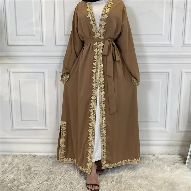 Mode Stickerei Öffnen Abaya Dubai Türkei Kaftan Muslimischen Strickjacke Abaya Kleider für Frauen Casual Robe Femme Kaftan Islam Kleidung