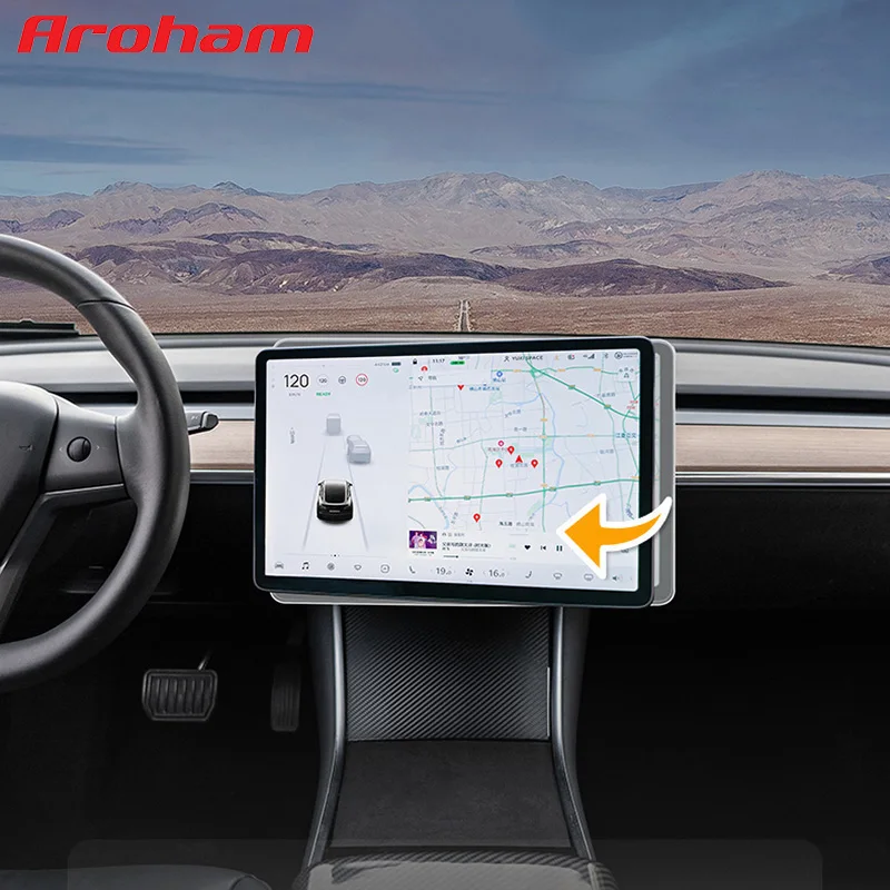 

Aroham Electric Automatic For Tesla Model 3 Model Y Screen Swivel Mount Bracket Center Console Navigation Screen Rotating Holder