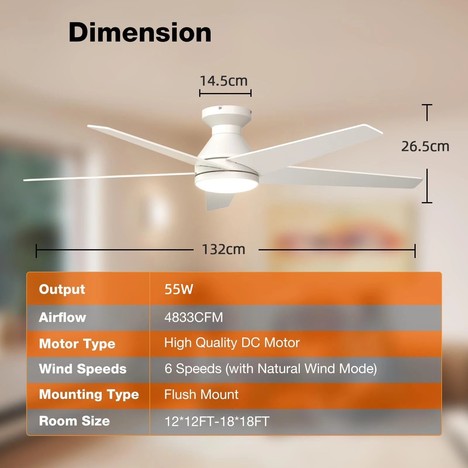 Grote plafondventilator en lamp met afstandsbediening, geplande mute-functie, plafondventilator met vijf bladen, elektrische koelventilator, 42/52 inch, ventilator voor thuisgebruik