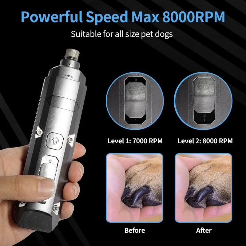 2026 Electric Pet Nail Grinder Safe Dog Nail Polisher Anti-cut Pet Grooming Supply