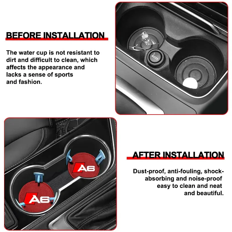 1 szt. Uchwyt na kubek na wodę podstawka pod kubek slipmata do Audi A6 C4 C5 C7 Allroad Avant Logo na samochód stylizacja dekoracyjna Coaster