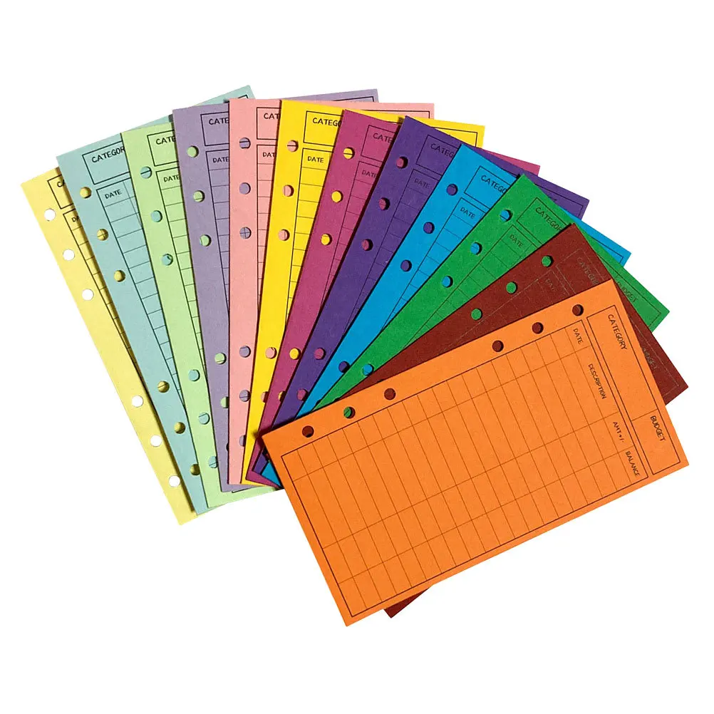 

12Pcs Color Card Envelope Set Budget Envelop Cash Envelope for Money Tracking Sheet Portable Organizer Home Office School Use