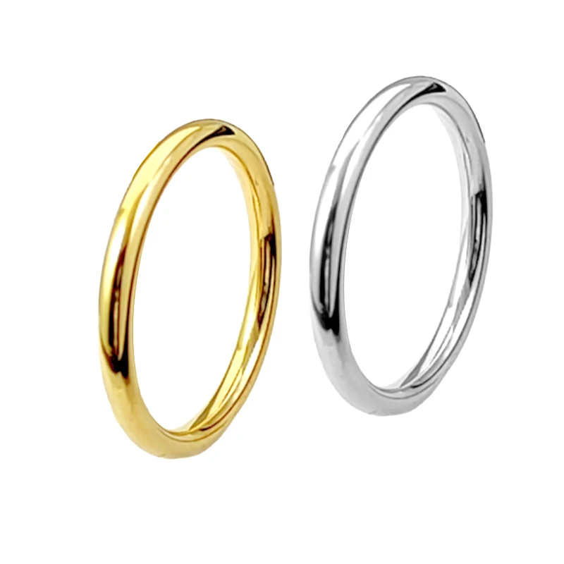 Women's Rounded Thin Gold Rings, Stackable Minimalist Jewelry