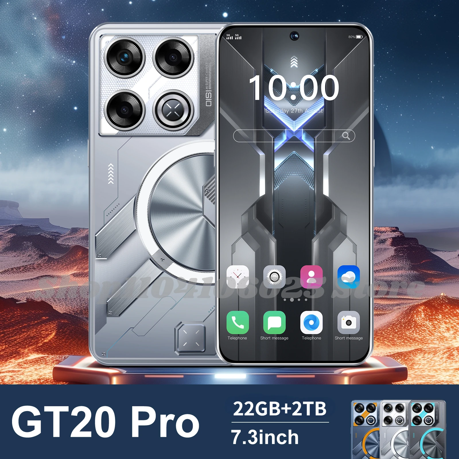 Original GT20 Pro Smartphone 7.3inch Global Version 22G+2TB Snapdragon8 gen3 Android13 50+108MP 4G/5G Cellphone Mobile Phone NFC