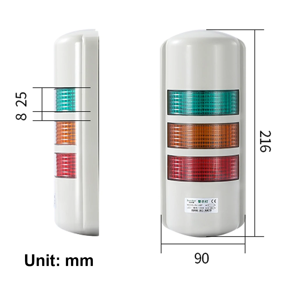 Imagem -06 - Industrial Wall Mount Led Warning Signal Light Tower Alarm Light Luz Intermitente Constante Buzzer Lamp Dc24v Ac220v