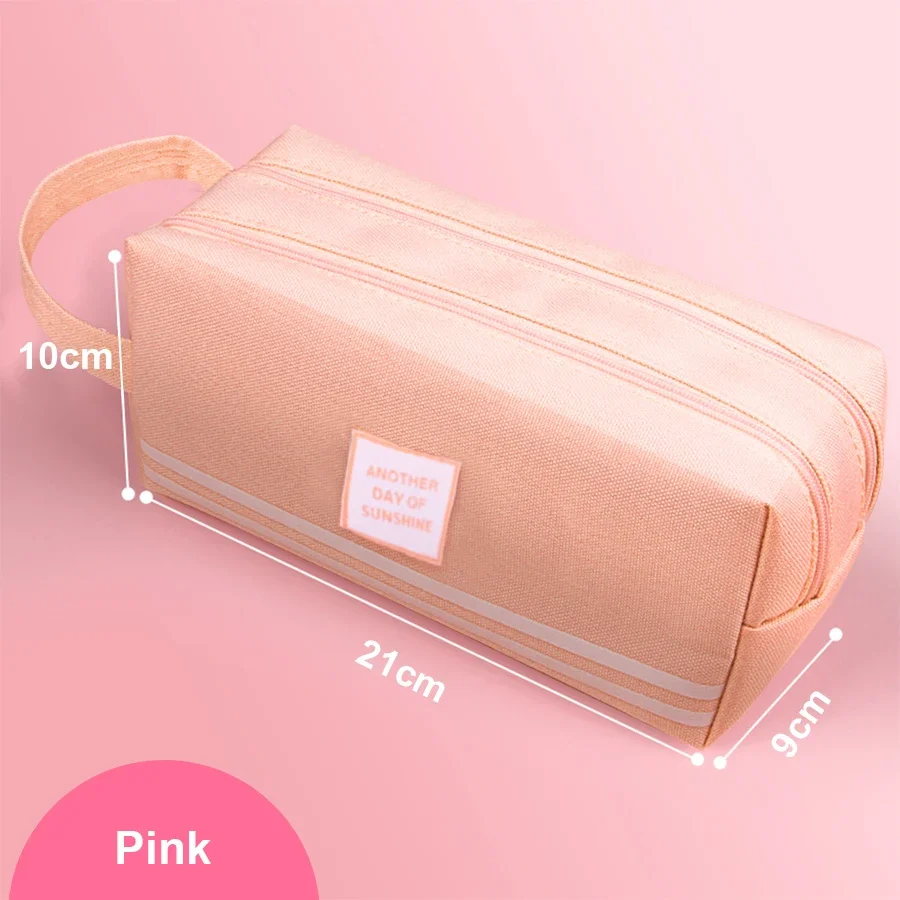 Large Capacity Pencil Cases Double Layer Simple Canvas Bags for Girls Back to School School Office Supplies Stationery image 6
