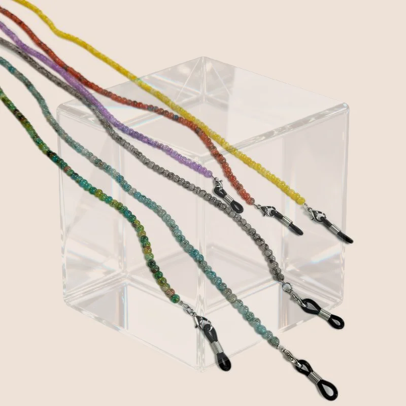 Lightweight Colored Glass Glasses Chain Vintage Handmade Beads Glasses Hanging Rope Adjustable Anti Loss Mask Chain Men Women