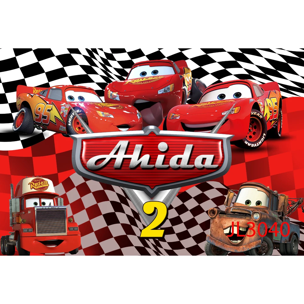 Фон для фотосъемки с фильмами Диснея по индивидуальному заказу McQueen Racing Theme для детей и мальчиков на день рождения, декор для детского душа, настенный реквизит
