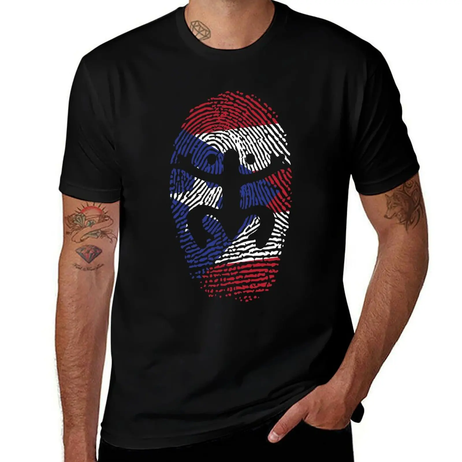Coqui Puerto Rico Flag Identity Finger Print T-Shirt Basic Comfort Fit for Men T-Shirt