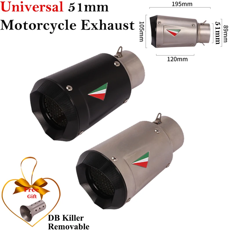 

Universal 51mm Motorcycle GP Racing Tail Exhaust Pipe Escape Silencer For R1 Z900 GSXR1000 S1000RR Modify Muffler DB Killer CNC