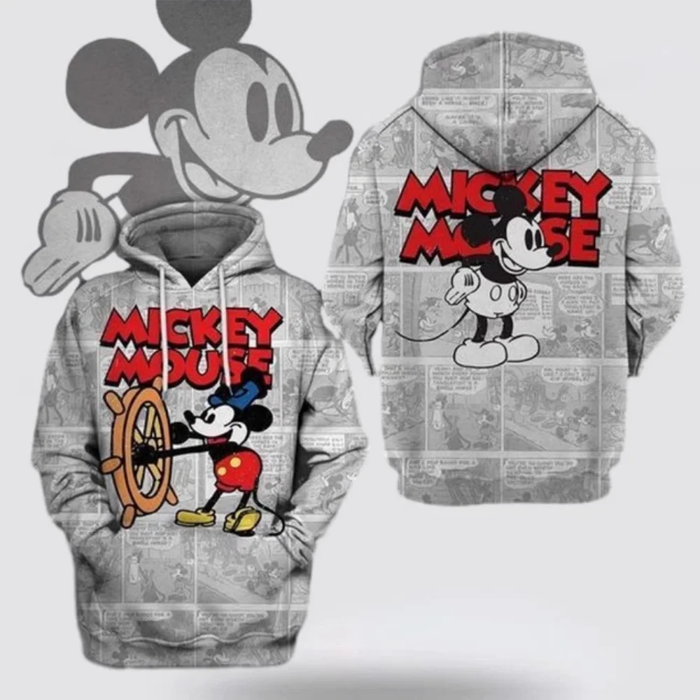 2026 ديزني ميكي ميني زائد المخملية البلوز الرجال والنساء حجم كبير بلوزات رياضية الخريف والشتاء الرياضة البلوز